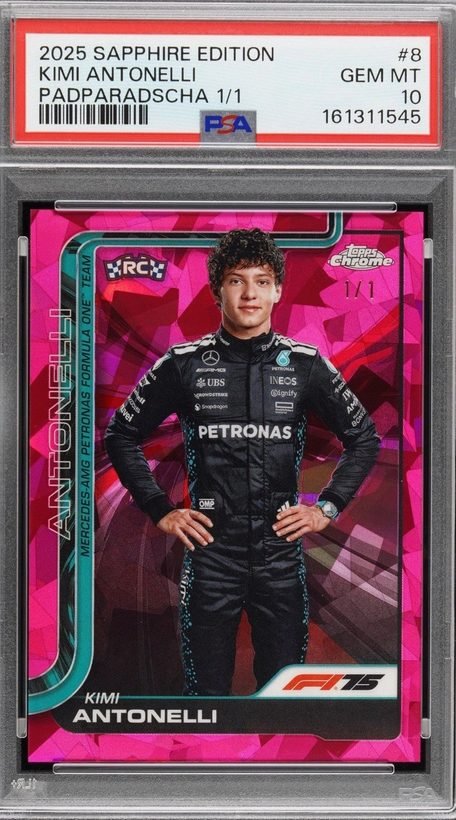 2025 Topps Chrome Sapphire Antonelli Padparadscha RC 1/1 PSA 10